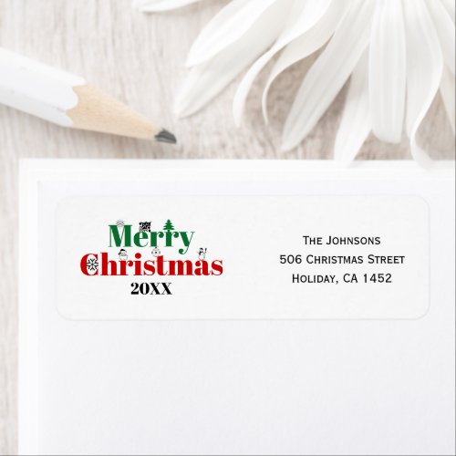 Merry Christmas typography and vintage elements Label
