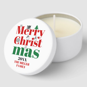 Merry Christmas typography and vintage elements Mini Candle Favors