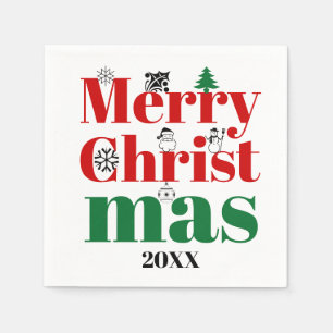 Merry Christmas typography and vintage elements Napkins