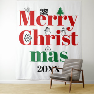 Merry Christmas typography and vintage elements Tapestry