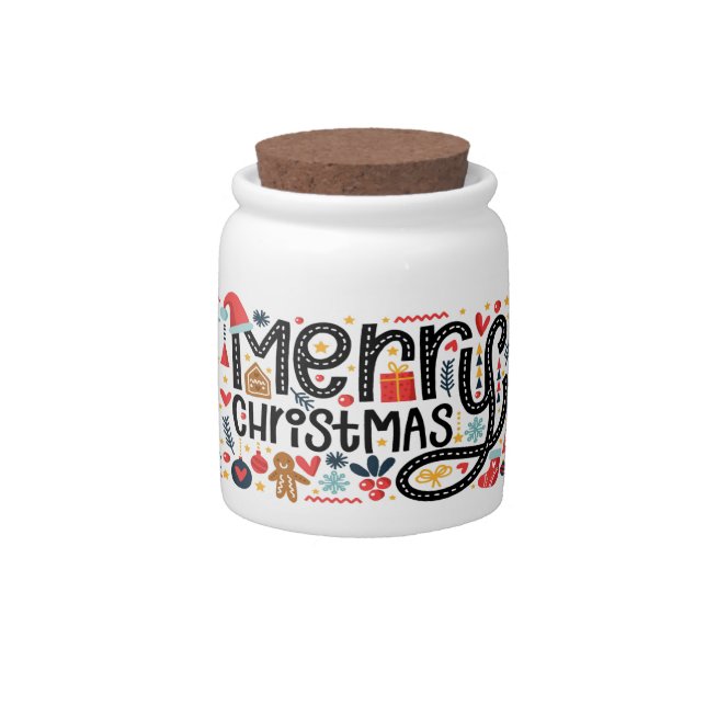 MERRY CHRISTMAS Typography Candy Jar (Front)