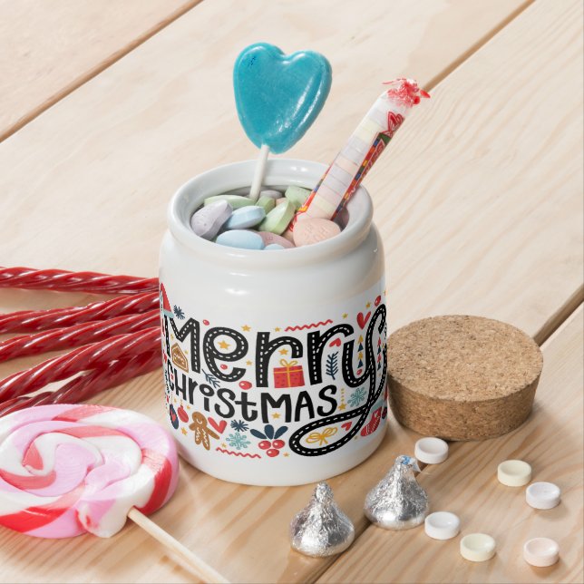 MERRY CHRISTMAS Typography Candy Jar (In Situ)