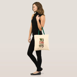 Merry Christmas Typography Canvas Tote Bag 