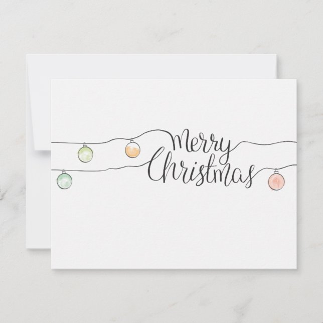 Merry Christmas Typography & Christmas Ornaments Holiday Card (Front)
