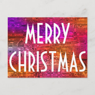 Merry Christmas Typography Colorful Pink Orange Holiday Postcard