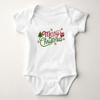 Merry Christmas Typography Cute Baby Bodysuit