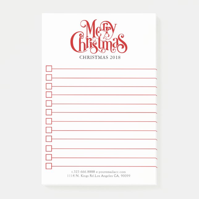 Merry Christmas Typography Design Post-it Notes (Front)