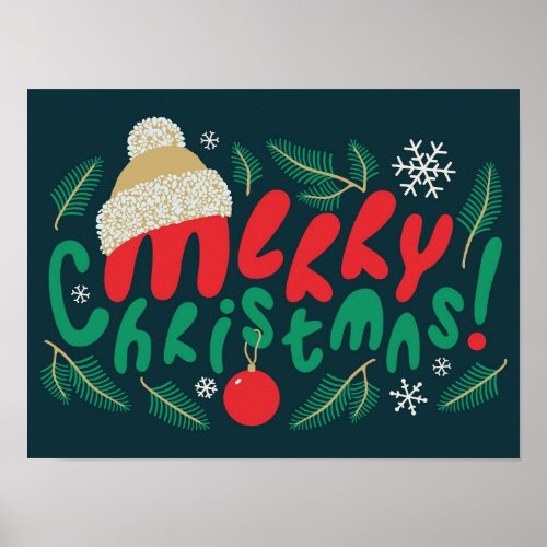 Merry Christmas Typography design Poster