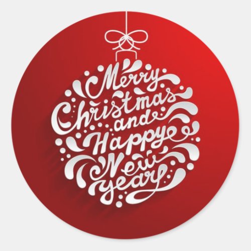 Merry Christmas Typography Design Round Sticker