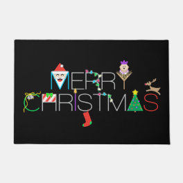 Merry Christmas Typography Doormat