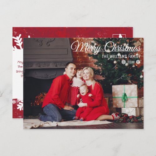 Merry Christmas Typography Family PHOTO wishes Pos Postcard