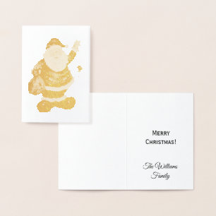 Merry Christmas Typography Gold Foil Santa Claus Card