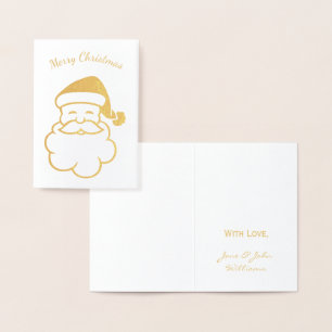 Merry Christmas Typography Gold Foil Santa Claus Foil Card