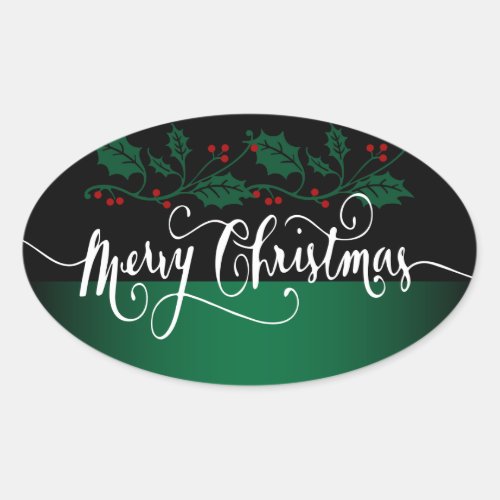 Merry Christmas _ Typography _ Green Oval Sticker