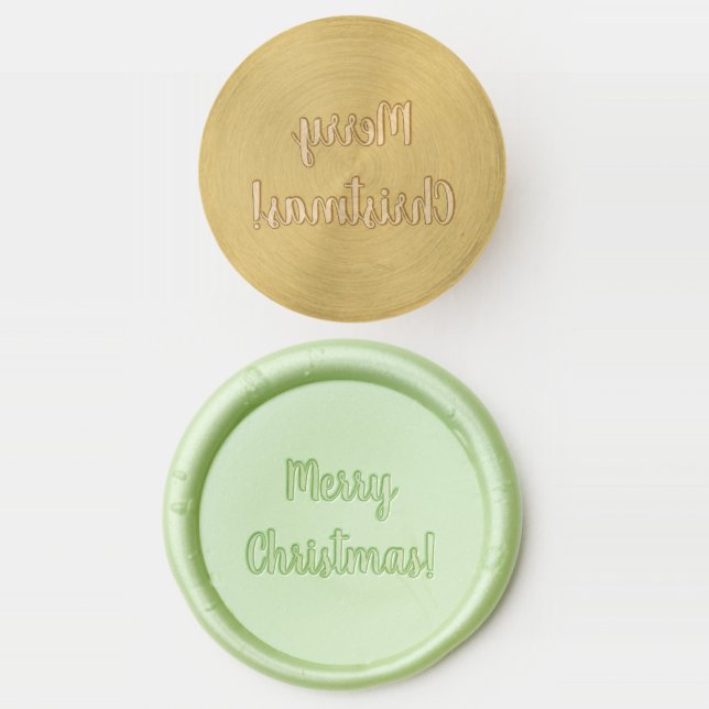 Merry Christmas Typography Green Wax Seal Stamp (Stamped)