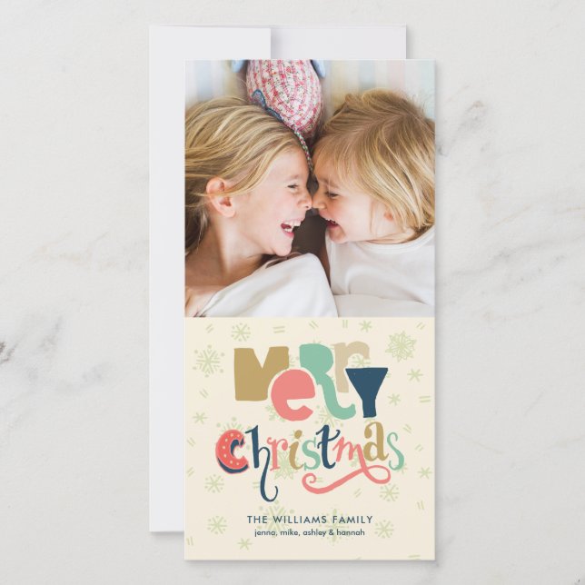 Merry Christmas Typography Holiday Card (Front)