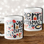 MERRY CHRISTMAS Typography Holiday Coffee Mug<br><div class="desc">Merry Christmas in a fun font is surrounded by cute holiday items. Perfect gift for co-workers or for yourself to show your holiday spirit.</div>