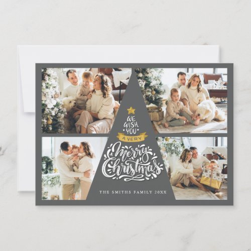 Merry Christmas Typography Holiday Photo Card
