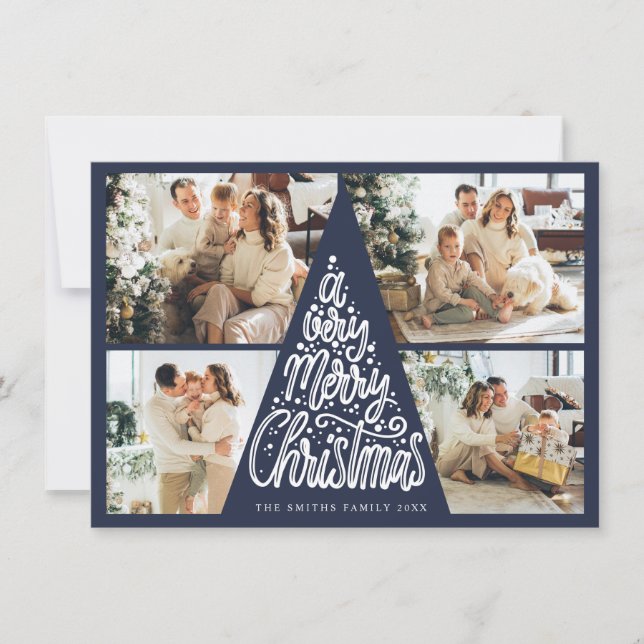 Merry Christmas Typography Holiday Photo Card (Front)