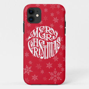 Merry Christmas Typography Joyful Greetings iPhone 11 Case