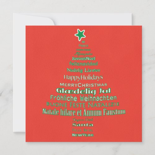 Merry Christmas Typography Language Tree  