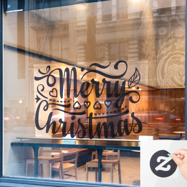 Merry Christmas Typography Lettering  Window Cling (Cafe Window)