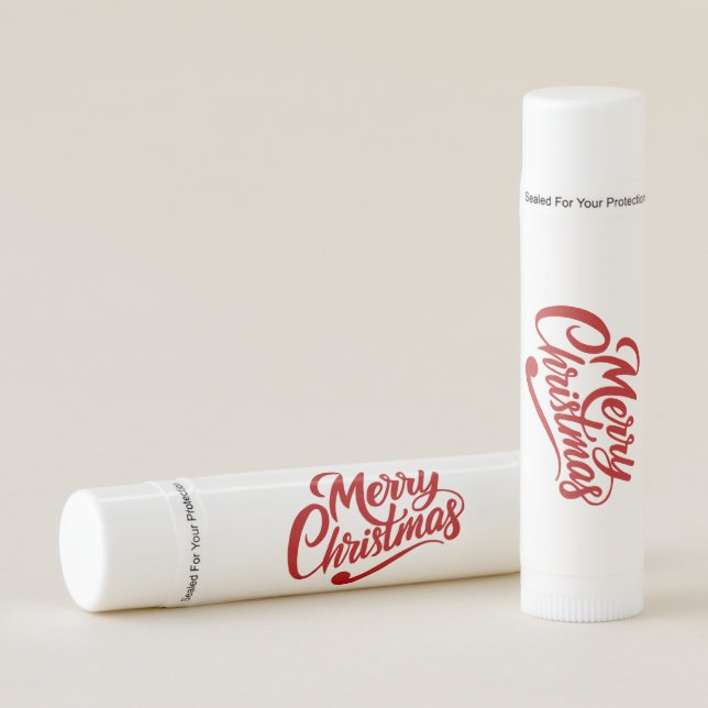 Merry Christmas Typography Lip Balm (Front)