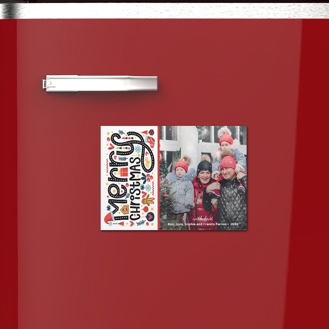 MERRY CHRISTMAS Typography Magnetic Photo Cards (Creator Uploaded)
