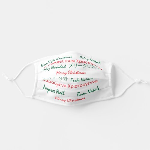 Merry Christmas Typography Many Languages Adult Cloth Face Mask