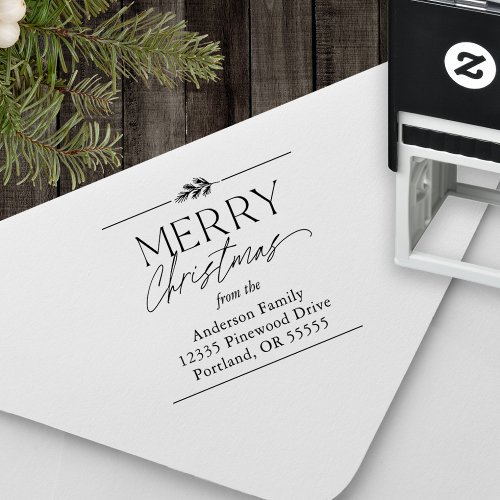 Merry Christmas Typography Name Return Address Self_inking Stamp