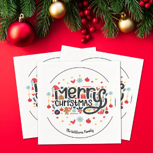 Merry Christmas Typography Napkins