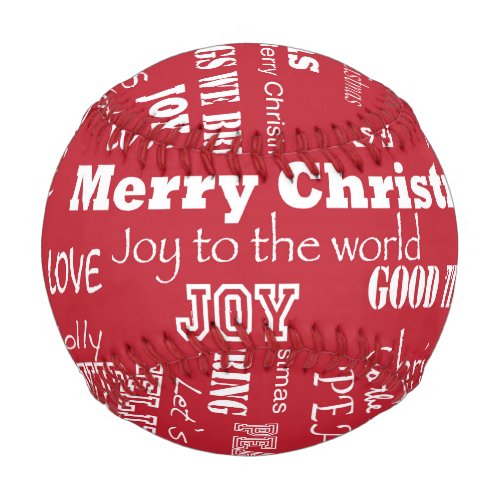 Merry Christmas Typography Pattern Baseball