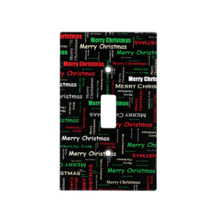 Merry Christmas Typography Pattern Light Switch Cover
