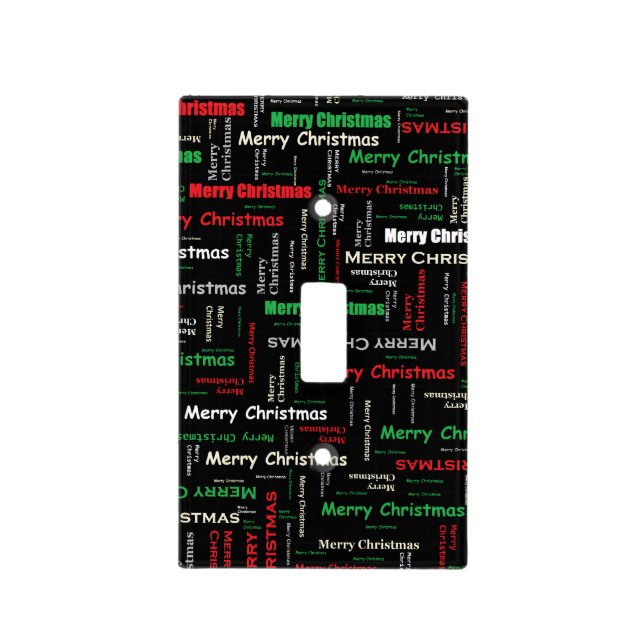 Merry Christmas Typography Pattern Light Switch Cover (Front)