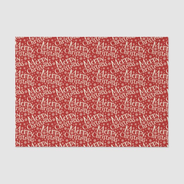 Merry Christmas Typography Pattern Tissue Paper (Front)