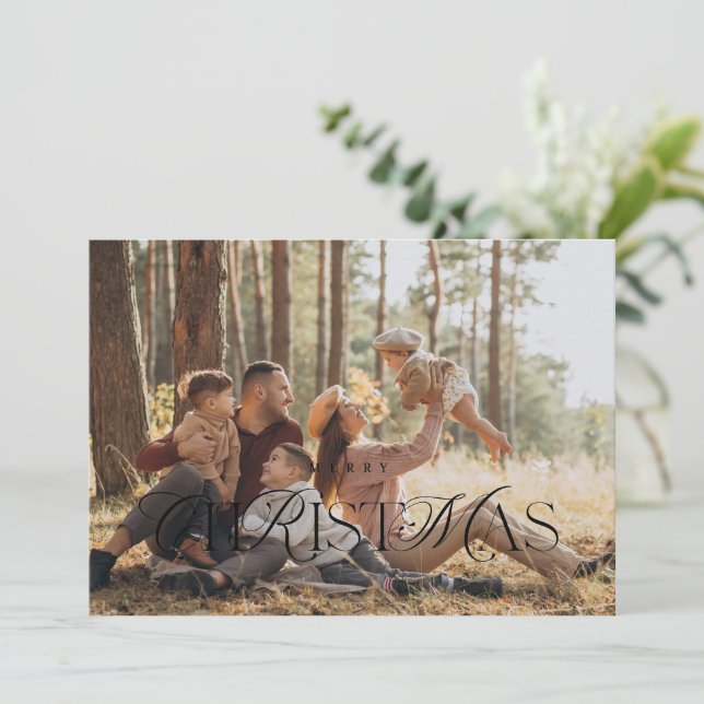 Merry Christmas Typography Photo Card (Standing Front)
