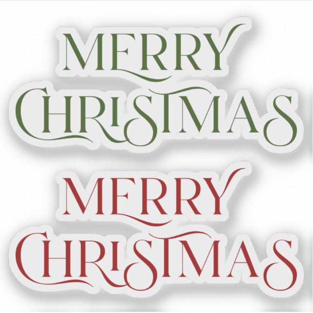 Merry Christmas typography red and green Sticker (Front)