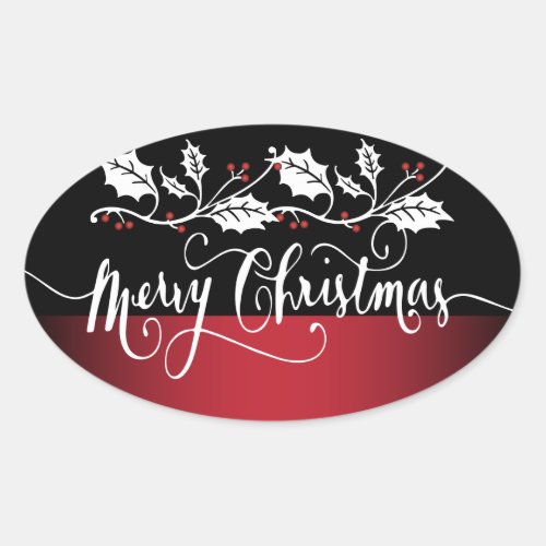 Merry Christmas _ Typography _ Red Oval Sticker