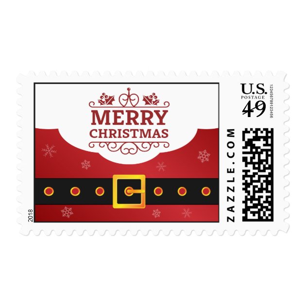 Merry Christmas Typography Santa Claus Suit Postage