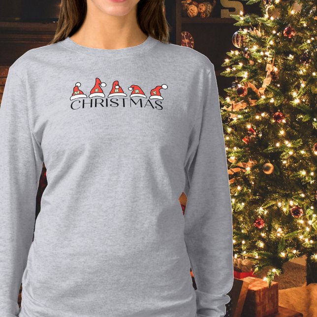 Merry Christmas Typography, Santa Hats, Simple T-Shirt (Creator Uploaded)