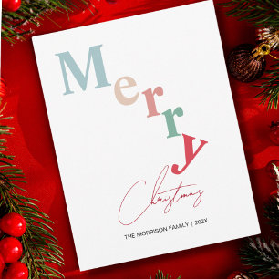 Merry Christmas typography simple light color Holiday Card