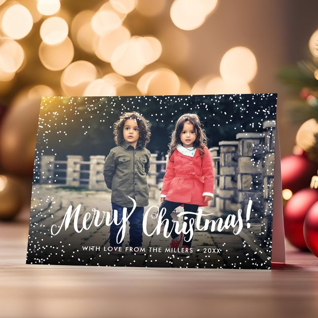 Merry Christmas Typography Snowflakes Holiday Card (Creator Uploaded)