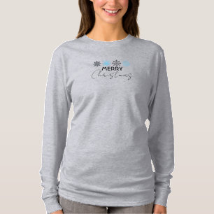 Merry Christmas Typography, Snowflakes, Simple T-Shirt