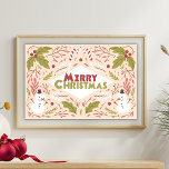 Merry Christmas Typography Snowman Floral Poster<br><div class="desc">Merry Christmas Typography Snowman Floral Poster features red and green floral accents with candy canes and snowmen and the text "Merry Christmas" in modern script typography. Perfect for Christmas party decor,  home decor and office decor for the holidays. Created by Evco Studio www.zazzle.com/store/evcostudio</div>