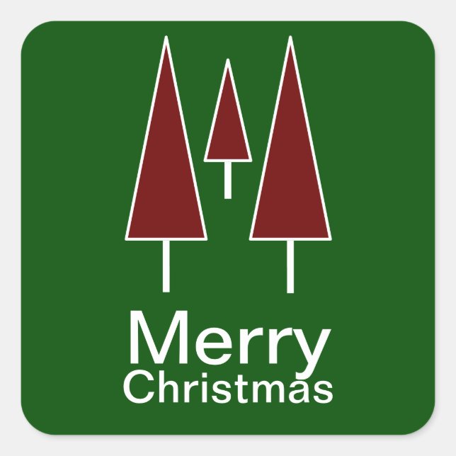 Merry Christmas Typography Square Sticker (Front)