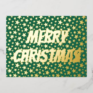Merry Christmas typography Stars green modern chic