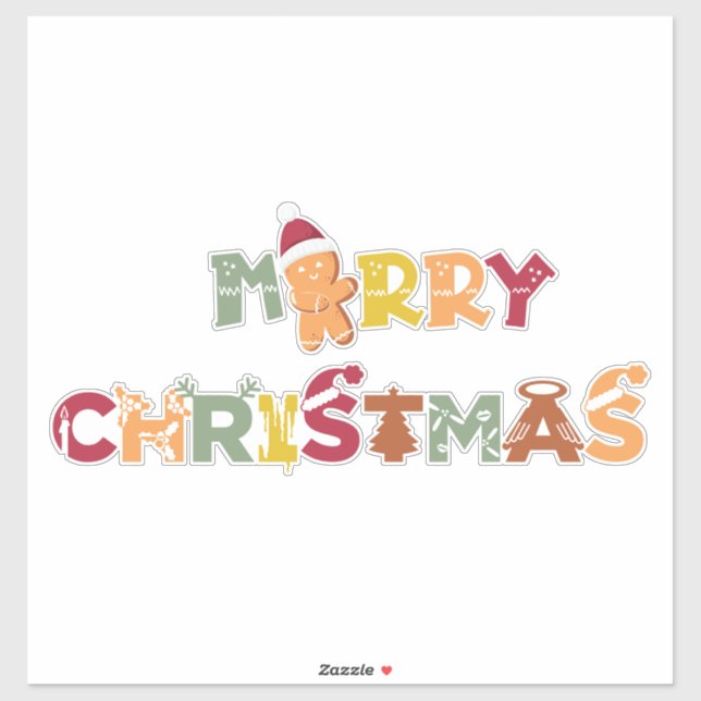 Merry Christmas Typography Sticker (Sheet)