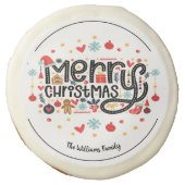 Merry Christmas Typography Sugar Cookie (Front)
