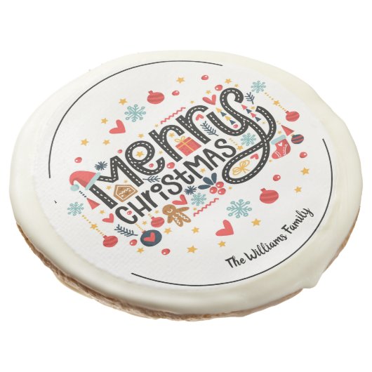 Merry Christmas Typography Sugar Cookie (Angled)