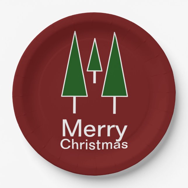 Merry Christmas Typography Tableware Paper Plates (Front)